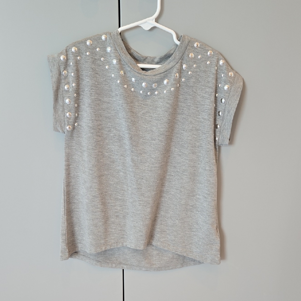MIA Gray Studded Short Sleeve Tee